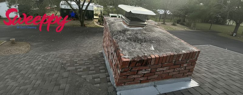 Chimney cleaning in progress
